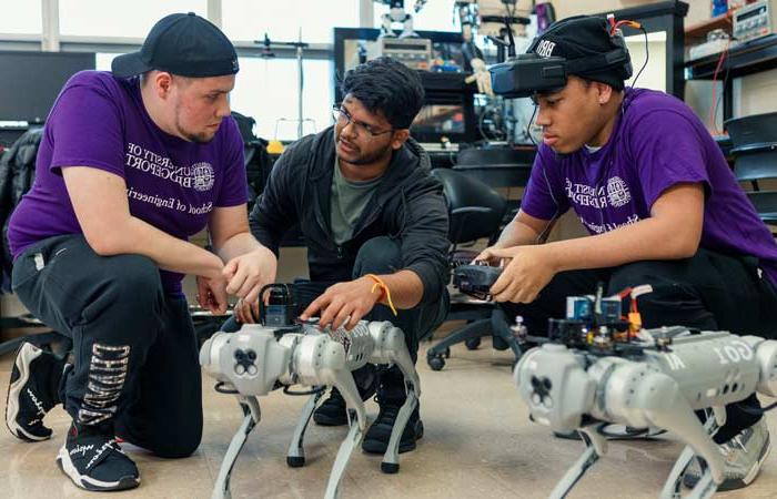 students in the robotics lab